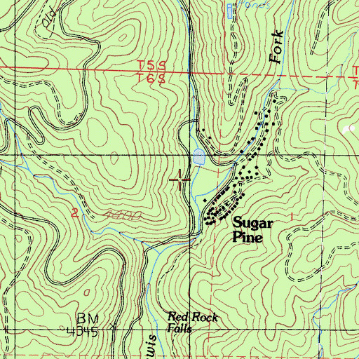 Topographic Map of Sugar Pine, CA