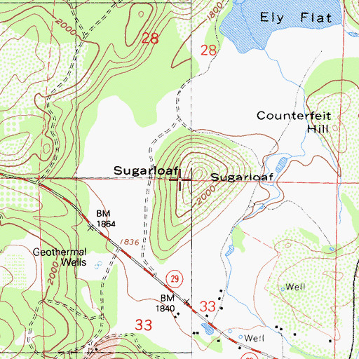 Topographic Map of Sugarloaf, CA