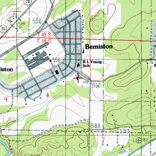 Topographic Map of Raymond L Young Elementary School, AL