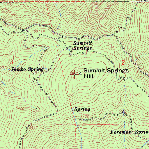 Topographic Map of Summit Springs Hill, CA