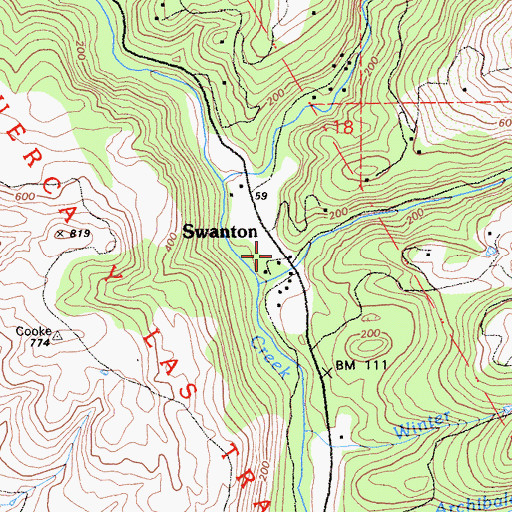 Topographic Map of Swanton, CA