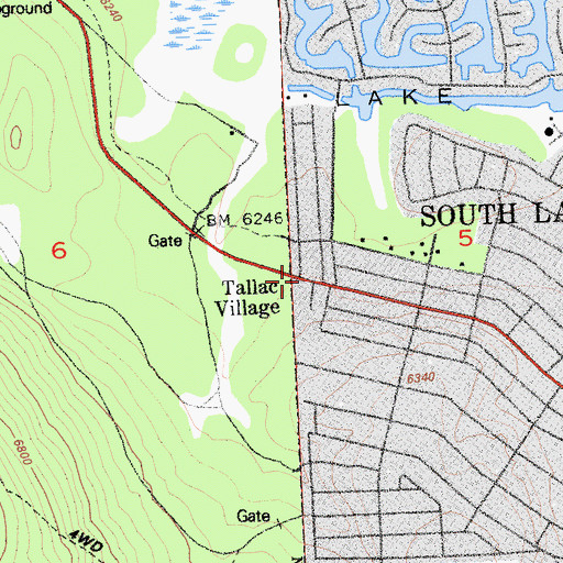 Topographic Map of Tallac Village, CA