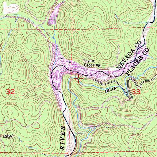 Topographic Map of Taylor Crossing, CA