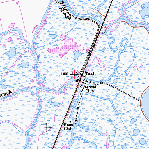Topographic Map of Teal, CA