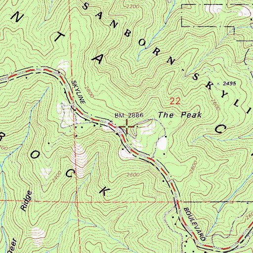 Topographic Map of The Peak, CA
