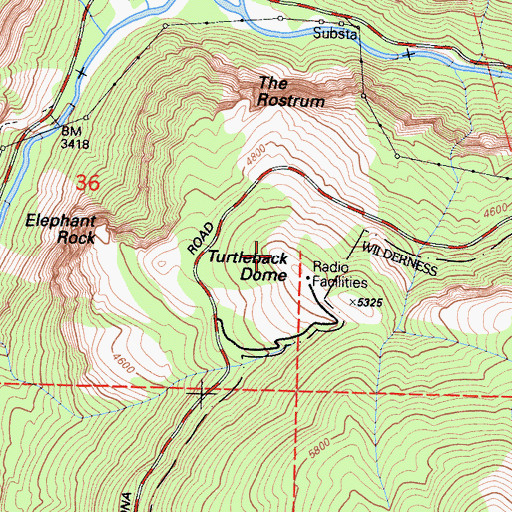 Topographic Map of Turtleback Dome, CA