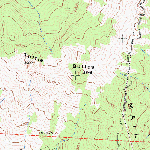 Topographic Map of Tuttle Buttes, CA