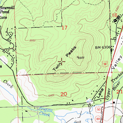 Topographic Map of Twin Peaks, CA