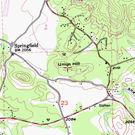 Topographic Map of Union Hill, CA
