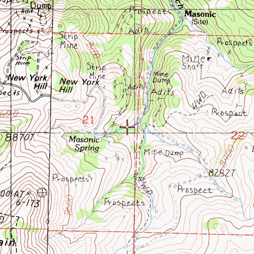 Topographic Map of Upper Town, CA