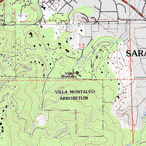 Topographic Map of Villa Montalvo, CA