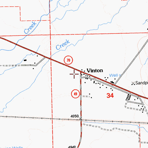 Topographic Map of Vinton, CA
