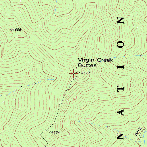 Topographic Map of Virgin Creek Buttes, CA