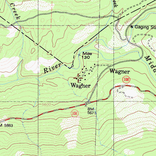 Topographic Map of Wagner, CA