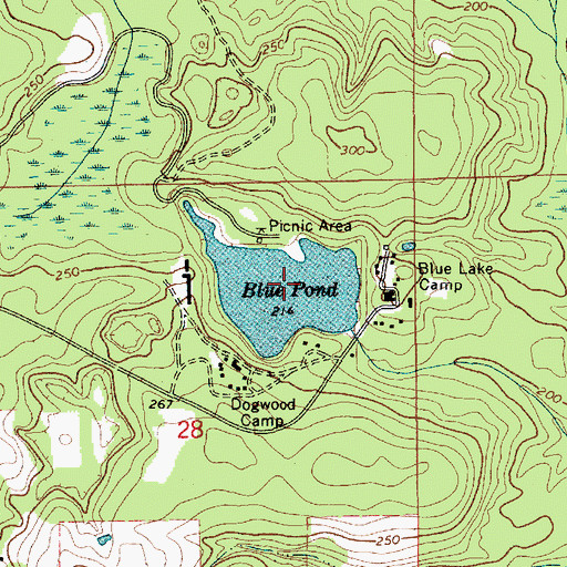 Topographic Map of Blue Lake, AL