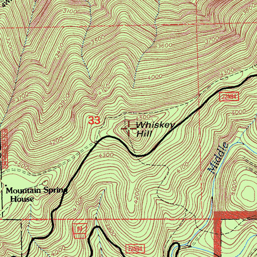 Topographic Map of Whiskey Hill, CA
