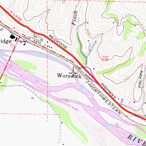 Topographic Map of Worswick, CA