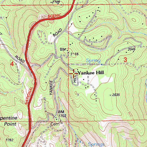 Topographic Map of Yankee Hill, CA