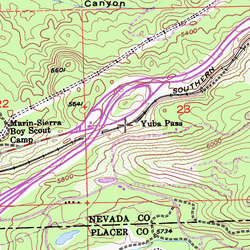 Topographic Map of Yuba Pass, CA