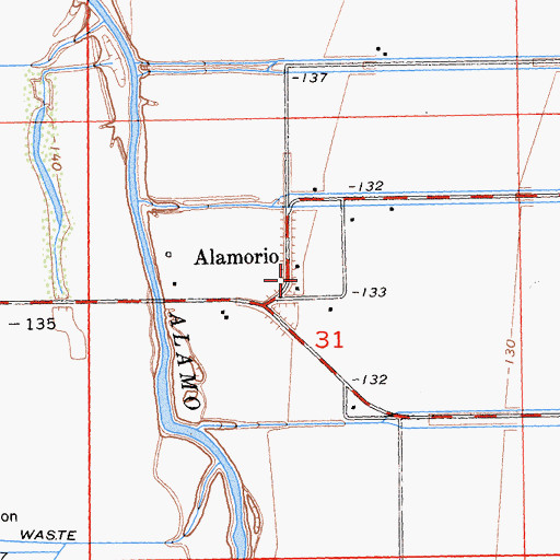Topographic Map of Alamorio, CA