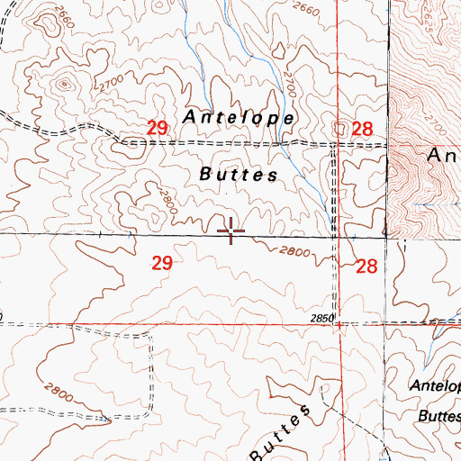 Topographic Map of Antelope Buttes, CA