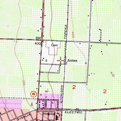 Topographic Map of Antes, CA
