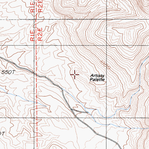 Topographic Map of Artists Palette, CA
