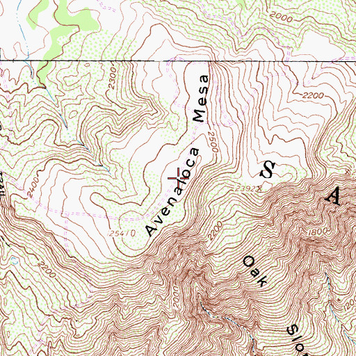 Topographic Map of Avenaloca Mesa, CA