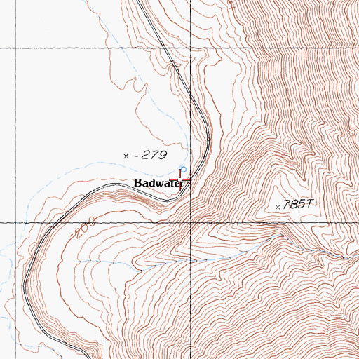 Topographic Map of Badwater, CA