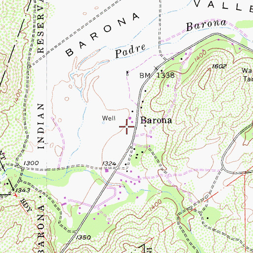 Topographic Map of Barona, CA