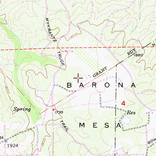 Topographic Map of Barona Mesa, CA