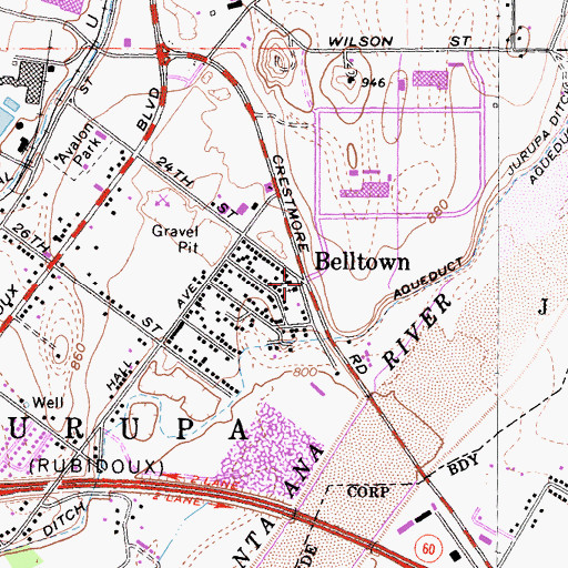 Topographic Map of Belltown, CA