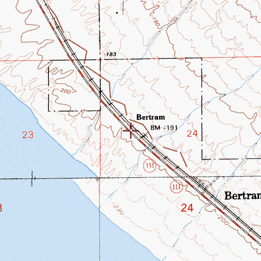Topographic Map of Bertram, CA