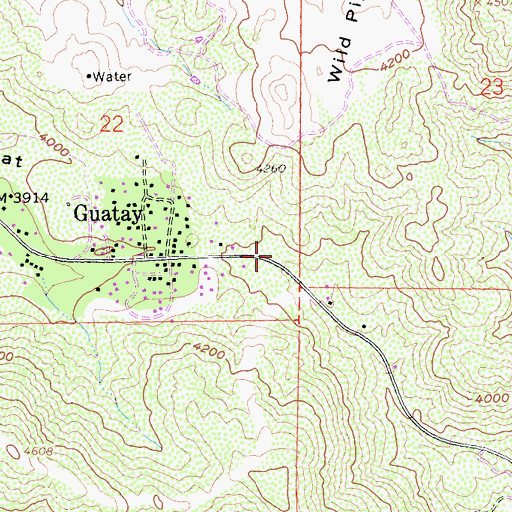 Topographic Map of Beulah Picnic Ground (historical), CA