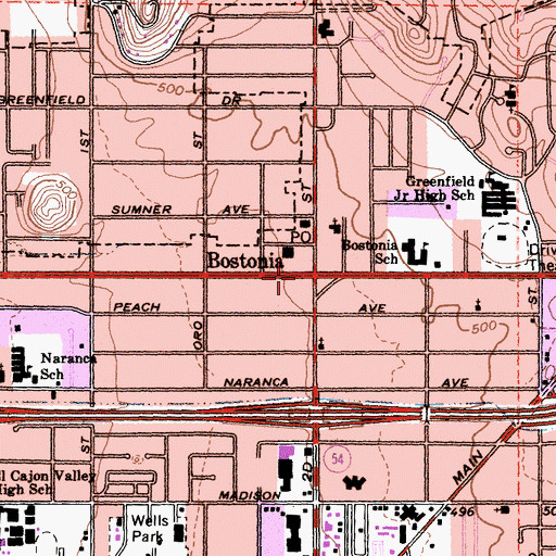 Topographic Map of Bostonia, CA