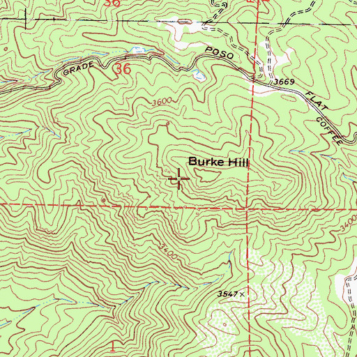 Topographic Map of Burke Hill, CA