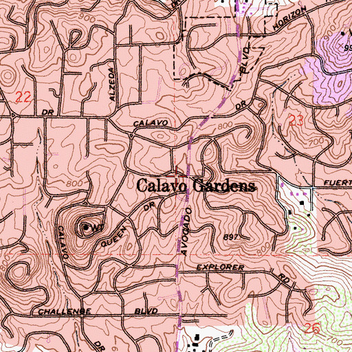 Topographic Map of Calavo Gardens, CA