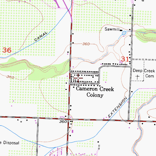 Topographic Map of Cameron Creek Colony, CA