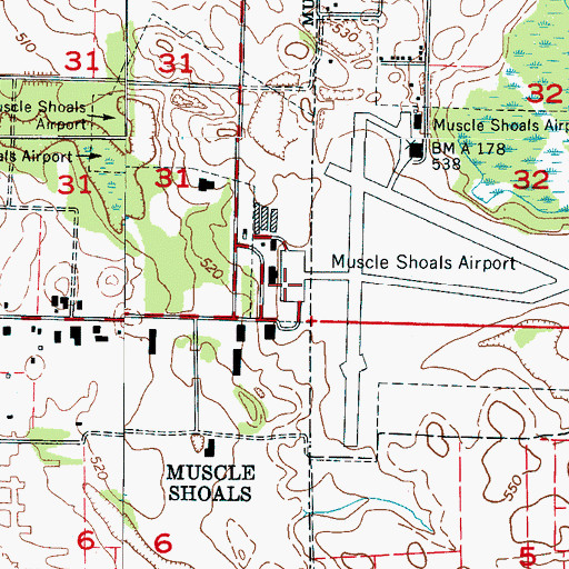 Topographic Map of Northwest Alabama Regional Airport, AL