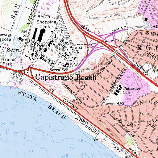 Topographic Map of Capistrano Beach, CA