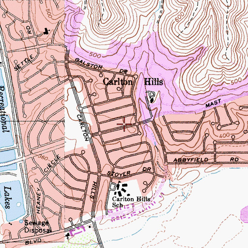 Topographic Map of Carlton Hills, CA