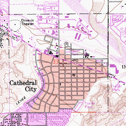 Topographic Map of Cathedral City, CA