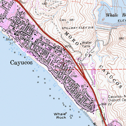 Topographic Map of Cayucos, CA