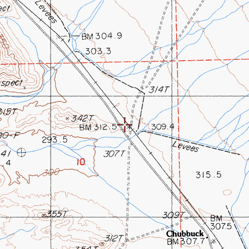 Topographic Map of Chubbuck, CA
