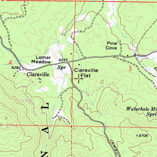 Topographic Map of Claraville Flat, CA