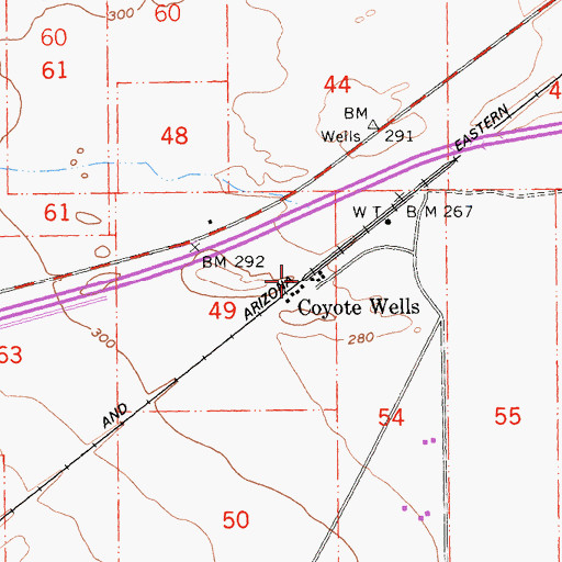 Topographic Map of Coyote Wells, CA