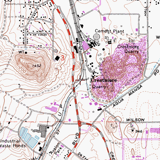 Topographic Map of Crestmore, CA