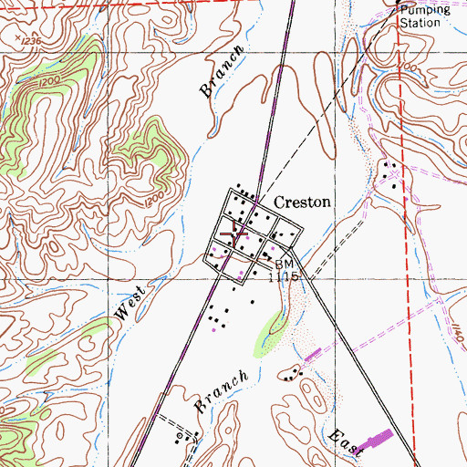 Topographic Map of Creston, CA