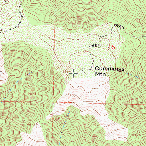 Topographic Map of Cummings Mountain, CA
