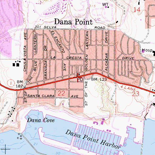 Topographic Map of Dana Point, CA